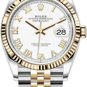 Rolex Datejust 36 Steel & Yellow Gold White Roman Dial Jubilee Women’s Watch M126233-0029