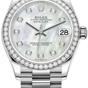 Rolex Datejust 31 White Gold Mother-of-Pearl Diamond Dial Diamond Bezel Women’s Watch M278289RBR-0005