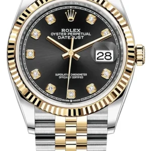 Rolex Datejust 36 Steel & Yellow Gold Black Diamond Dial Women’s Watch M126233-0021
