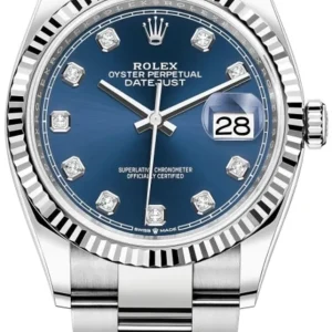 Rolex Datejust 36 Steel & White Gold Blue Diamond Dial Women’s Watch M126234-0038