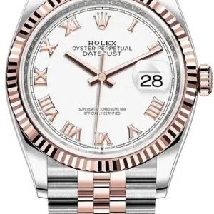 Rolex Datejust 36 Steel & Everose Gold White Roman Dial Jubilee Bracelet Women’s Watch M126231-0015