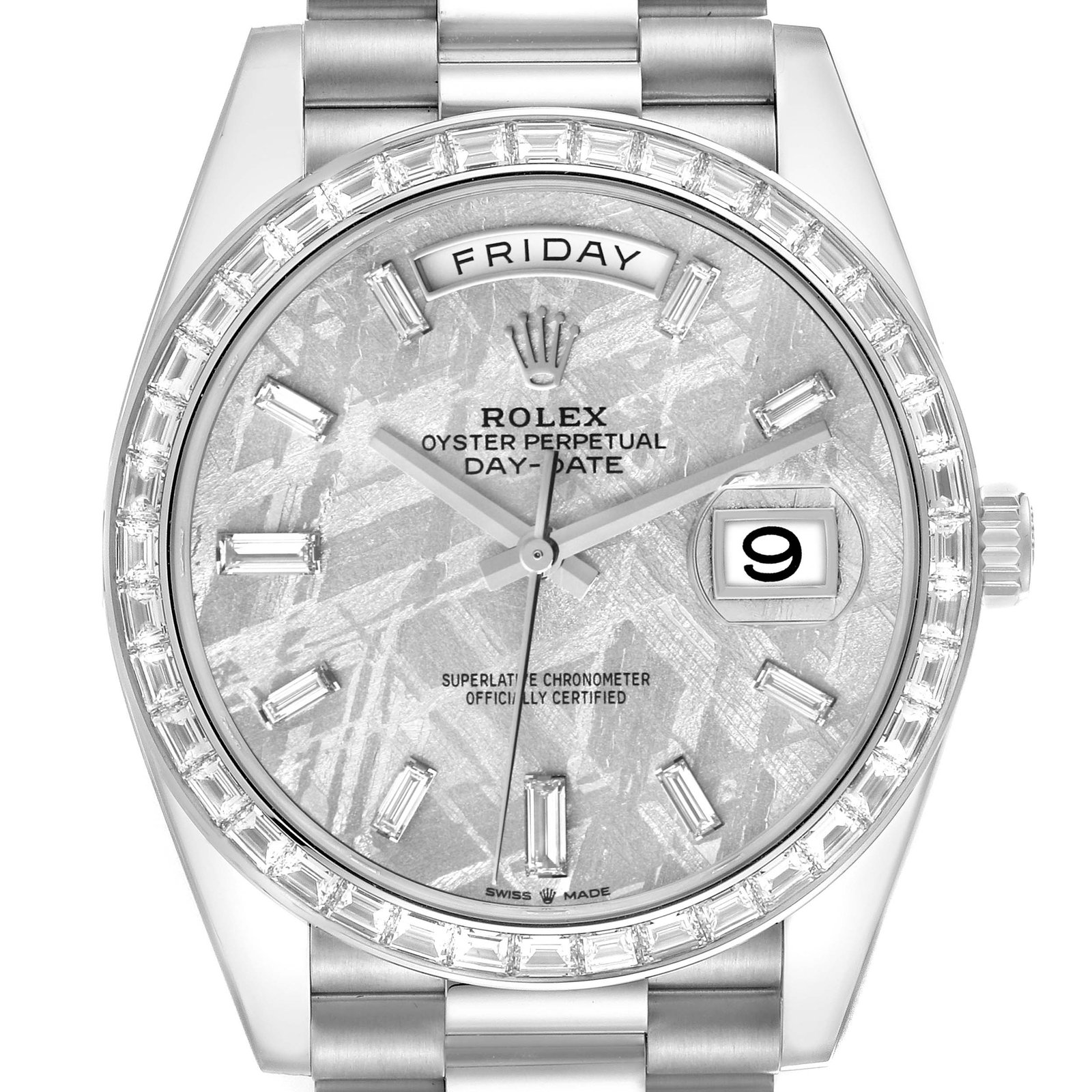 Rolex Day-Date 40 Platinum Meteorite Diamond Dial Diamond Bezel Men's Watch M228396TBR-0027 - Image 11