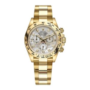 Rolex Cosmograph Daytona White Mother of Pearl Diamond Dial, Yellow Gold, 116508
