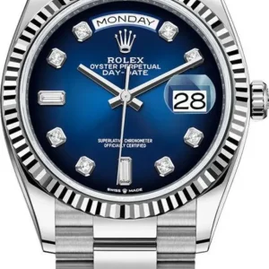Rolex Day-Date White Gold Blue Ombre Diamond Dial Women’s Watch M128239-0023