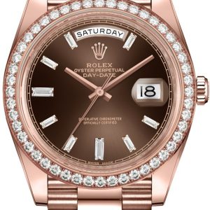 Rolex Day-Date 18k Everose Gold Chocolate Diamond Dial Men’s Watch 40mm M228345RBR-0006