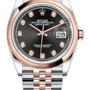 Rolex Datejust 36 Steel & Everose Gold Black Diamond Dial Women’s Watch M126201-0019
