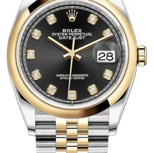 Rolex Datejust 36 Steel & Yellow Gold Black Diamond Dial Women’s Watch M126203-0021