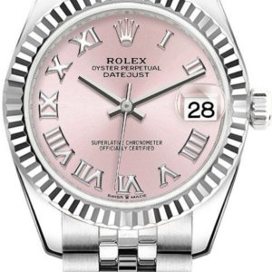 Rolex Datejust 31 Stainless Steel and White Gold Pink Roman Dial Women’s Watch M278274-0020