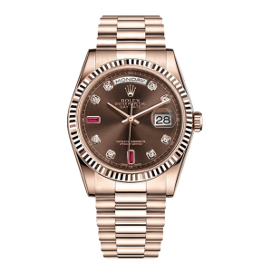 Rolex Day-Date 128235 AR Rose Gold Wrapped Chocolate Dial Replica