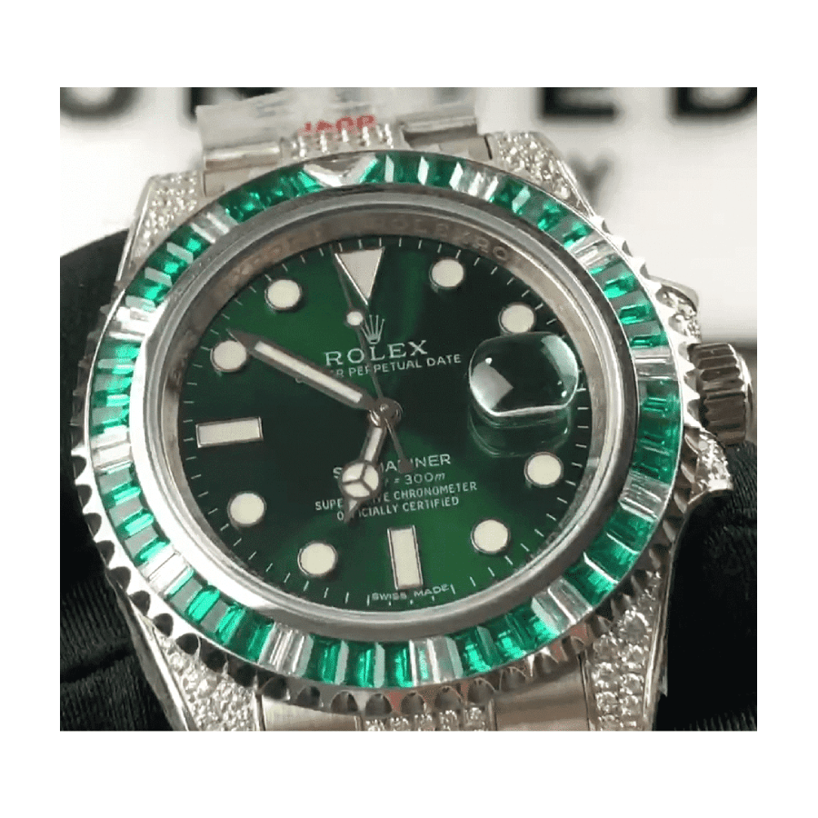 Rolex Submariner Hulk 116610LV Diamond Green Dial Iced Out Replica - Image 3