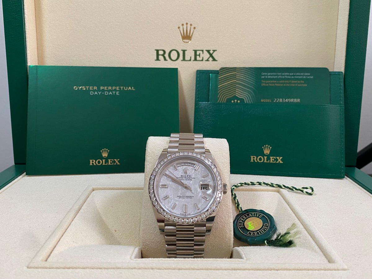 Rolex Day-Date 40 Platinum Meteorite Diamond Dial Diamond Bezel Men's Watch M228396TBR-0027 - Image 9