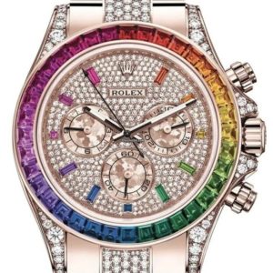 Rolex Cosmograph Everose Daytona Factory Diamond Rainbow Edition Ref# 116595RBOW)