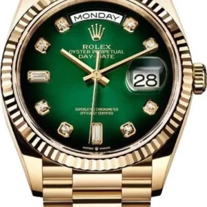 Rolex Day-Date Yellow Gold Green Diamond Dial Women’s Watch M128238-0069