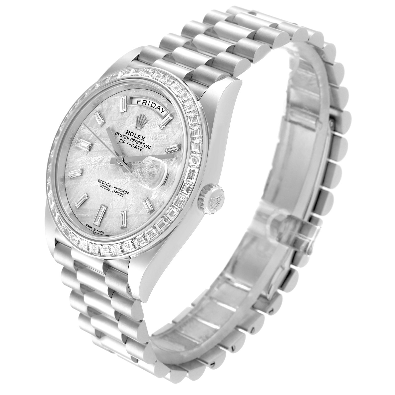 Rolex Day-Date 40 Platinum Meteorite Diamond Dial Diamond Bezel Men's Watch M228396TBR-0027 - Image 3