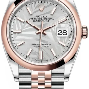 Rolex Datejust 36 Steel & Everose Gold Silver Palm-Motif Dial Women’s Watch M126201-0031
